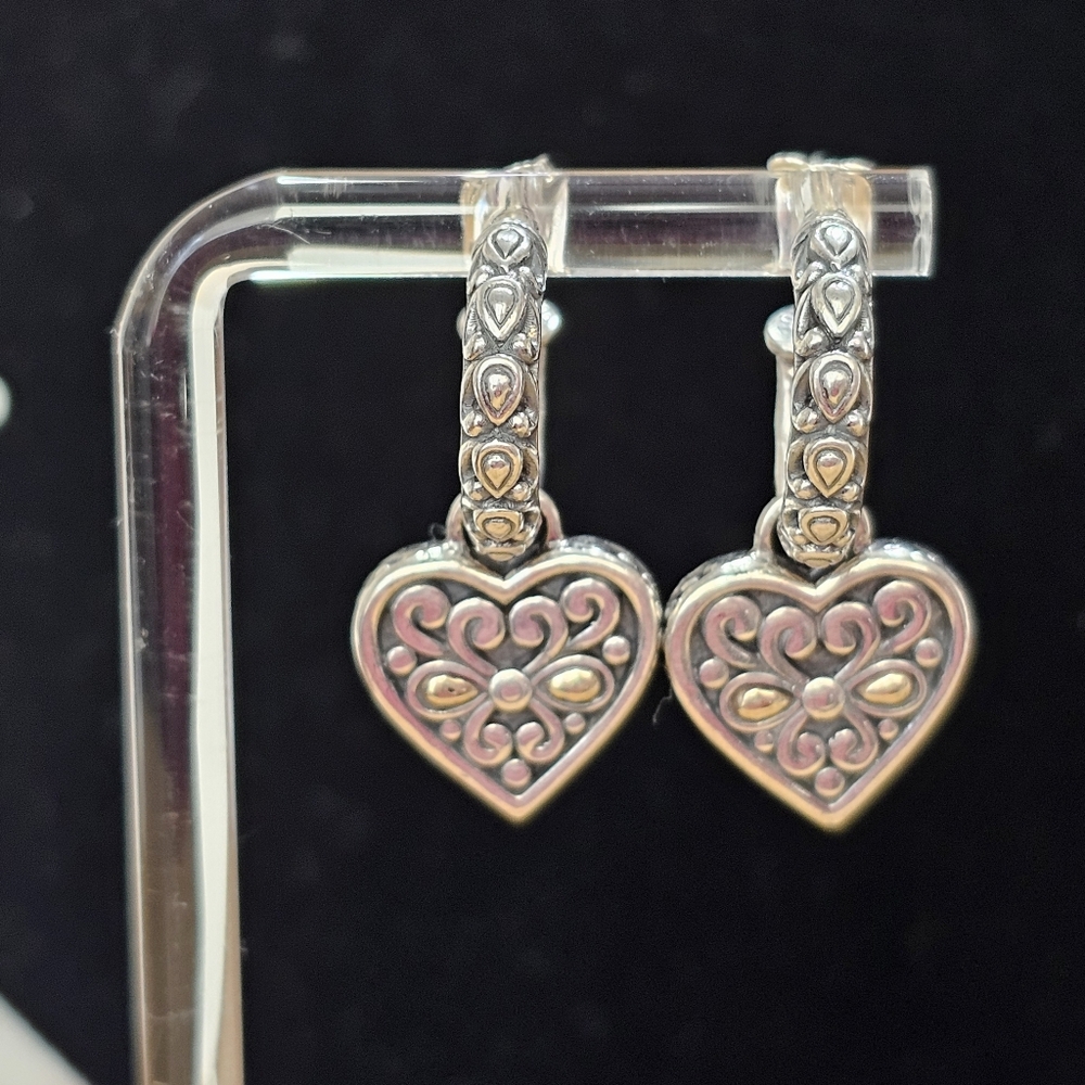 A By John Hardy 925 and 14K Hoop Earrings With Heart Charms - Picture 10 of 15